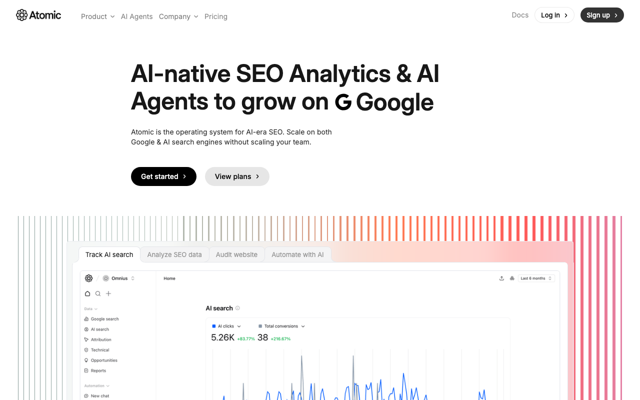 Atomic AGI platform showing GDPR-compliant tracking across 12 generative engines